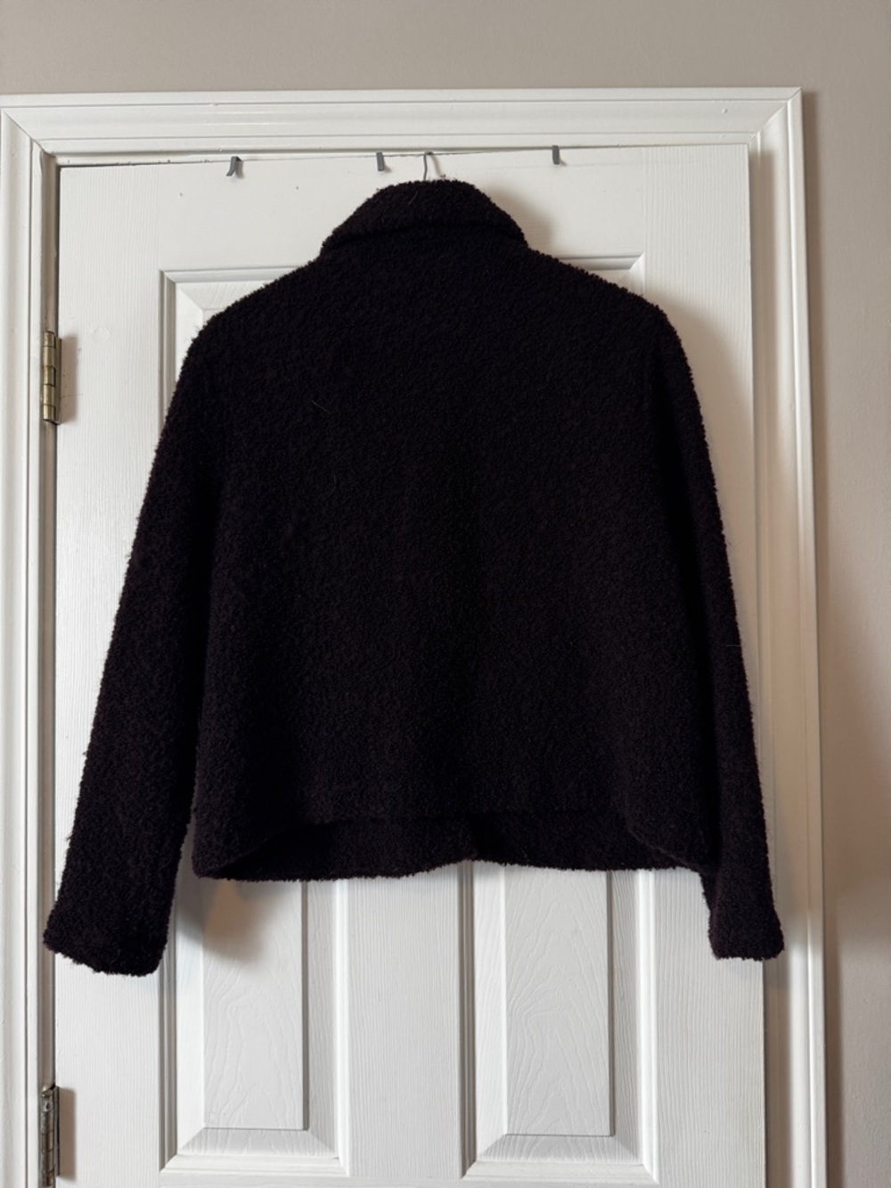 Eileen Fisher Deep Palm Fuzzy Textured Knit Button Up Jacket Sweater Medium - Picture 5 of 5